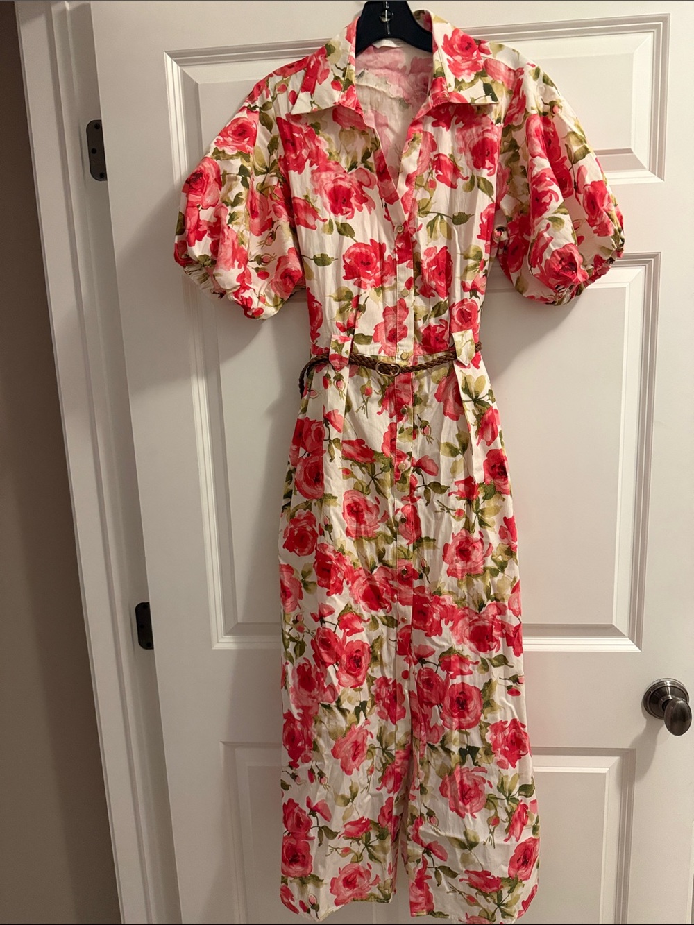 Zara White Maxi Dress with Pink Floral Print